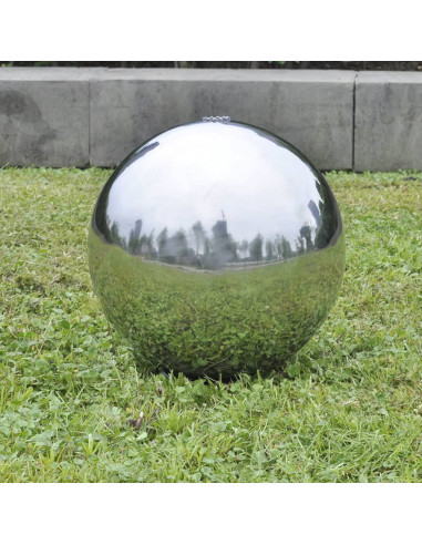 Fontana da Giardino a Sfera con LED in Acciaio Inox 40 cm