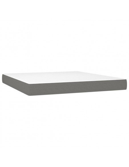 Letto a Molle Materasso e LED Grigio Scuro 160x200cm in Tessuto