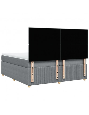 Giroletto a Molle con Materasso Grigio Chiaro 200x200cm Tessuto