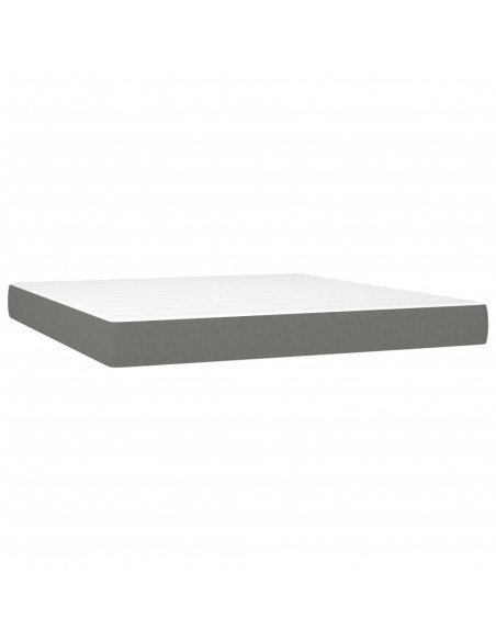 Letto a Molle Materasso e LED Grigio Scuro 180x200cm in Tessuto