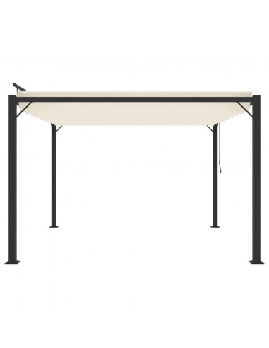 Gazebo con Tetto a Lamelle 3x3 m in Tessuto Crema e Alluminio