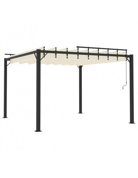Gazebo con Tetto a Lamelle 3x3 m in Tessuto Crema e Alluminio