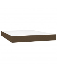 Letto a Molle Materasso e LED Marrone Scuro 140x200 cm Tessuto