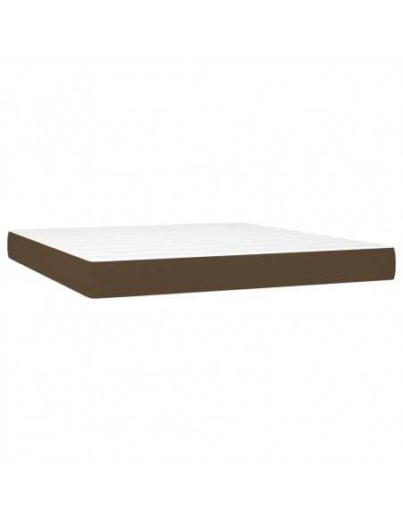 Letto a Molle Materasso e LED Marrone Scuro 160x200 cm Tessuto