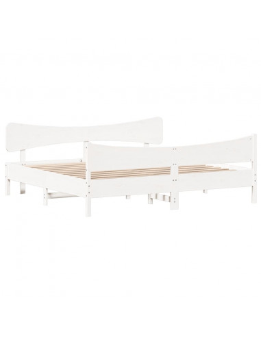 Giroletto con Testiera Bianco 180x200 cm Massello Pino