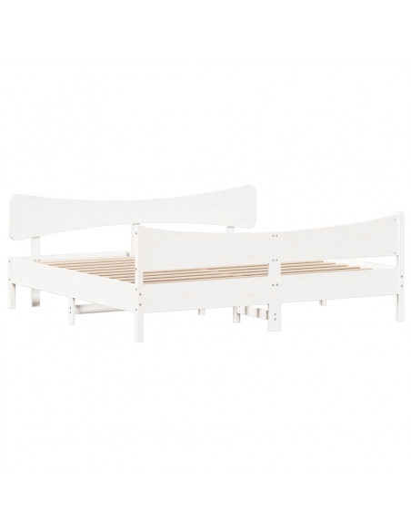 Giroletto con Testiera Bianco 180x200 cm Massello Pino