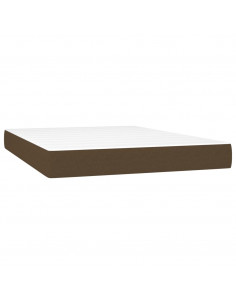 Letto a Molle Materasso e LED MarroneScuro 140x190cm in Tessuto