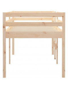 Letto a Soppalco 90x190 cm in Legno Massello di Pino