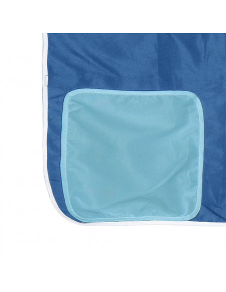Letto a Soppalco Bambini con Tende Blu 90x190 cm Massello Pino