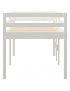 Letto a Soppalco Bianco 80x200 cm in Legno Massello di Pino