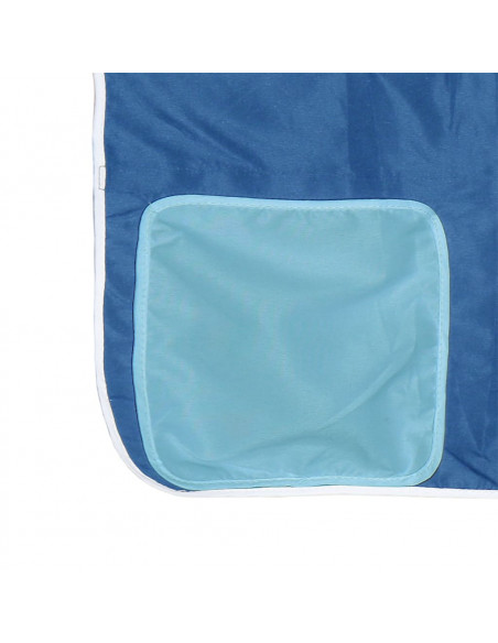 Letto a Soppalco con Tende Bambini Blu 80x200 cm Massello Pino