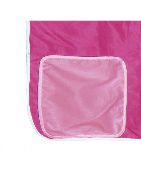 Letto a Soppalco con Tende Bambini Rosa 80x200 cm Massello Pino