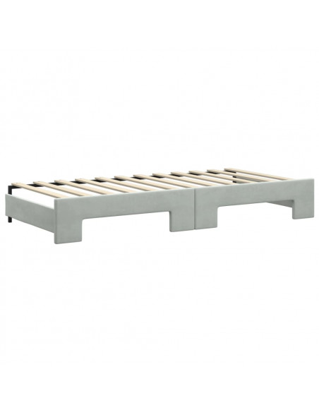 Divano Letto Estraibile Cassetti Grigio Chiaro 90x200cm Velluto