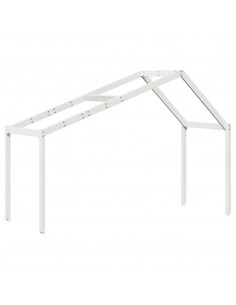 Letto a Soppalco con Tetto Bianco 80x200 cm in Legno di Pino