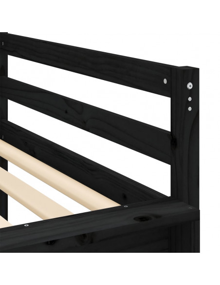 Letto a Soppalco con Torre Bambini Bianco e Nero 90x190cm Pino