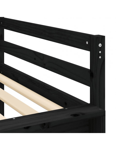Letto a Soppalco con Torre Bambini Bianco e Nero 90x200cm Pino