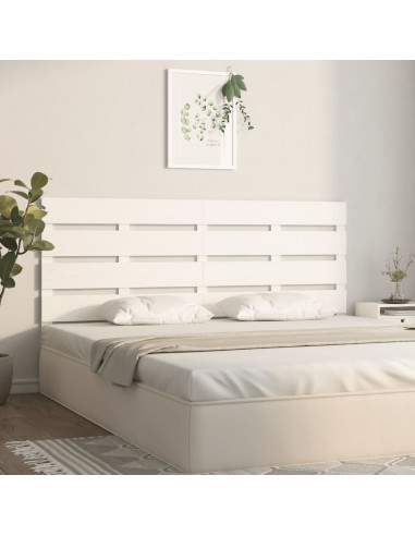 Testiera per Letto Bianca 140x3x80 cm in Legno Massello di Pino