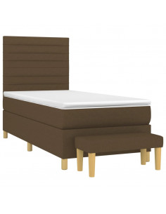 Giroletto a Molle con Materasso Marrone Scuro 90x190cm Tessuto 2