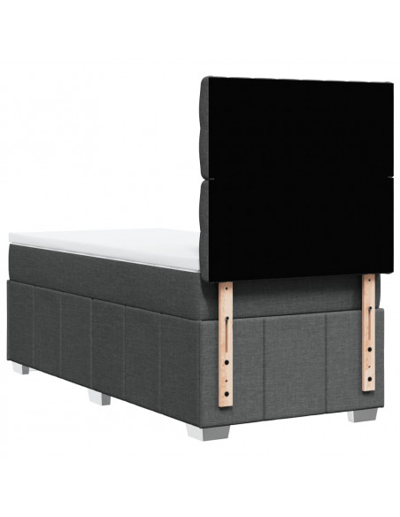 Giroletto a Molle con Materasso Grigio Scuro 100x200 cm Tessuto