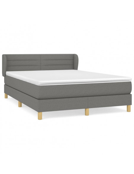 Giroletto a Molle con Materasso Grigio Scuro 140x200cm Tessuto