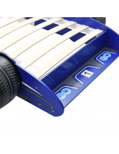 Letto Bambini ad Auto da Corsa 90x200 cm Blu