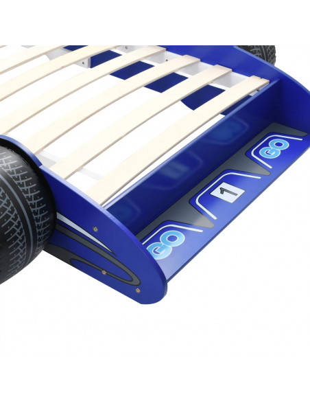 Letto Bambini ad Auto da Corsa 90x200 cm Blu