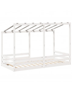 Letto Bambini con Tetto Bianco 100x200 cm Legno Massello Pino