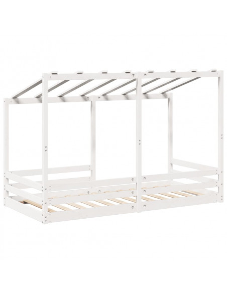 Letto Bambini con Tetto Bianco 100x200 cm Legno Massello Pino