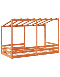 Letto Bambini con Tetto Marrone Cera 100x200 cm Massello Pino