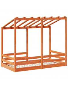 Letto Bambini con Tetto Marrone Cera 70x140 cm Massello Pino