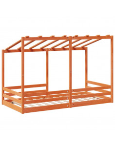 Letto Bambini con Tetto Marrone Cera 90x200 cm Massello Pino