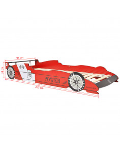 Letto Bimbo Auto da Corsa 90x200 cm Rosso