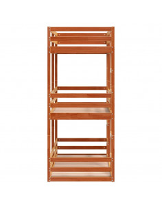 Letto Castello Triplo Marrone Cera 90x200cm Legno Massello Pino