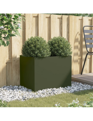 Fioriera Verde Oliva 62x47x46 cm in Acciaio Laminato a Freddo