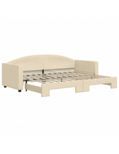 Divano Letto con Letto Estraibile Crema 80x200 cm Tessuto