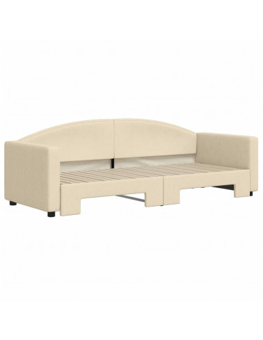 Divano Letto con Letto Estraibile Crema 80x200 cm Tessuto