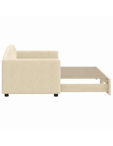 Divano Letto con Letto Estraibile Crema 80x200 cm Tessuto
