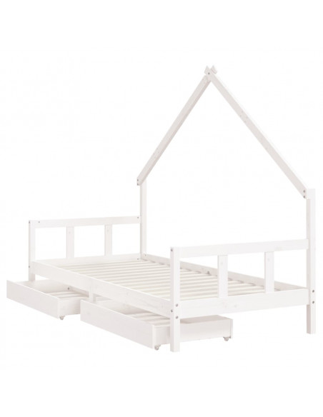 Giroletto Bambini con Cassetti Bianco 90x200cm Massello di Pino