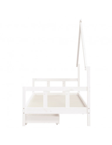 Giroletto Bambini con Cassetti Bianco 90x200cm Massello di Pino
