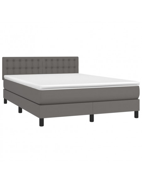 Giroletto Molle con Materasso e LED Grigio 140x190cm Similpelle