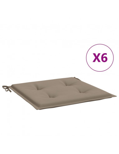 Cuscini per Sedia 6 pz Tortora 40x40x3 cm in Tessuto Oxford
