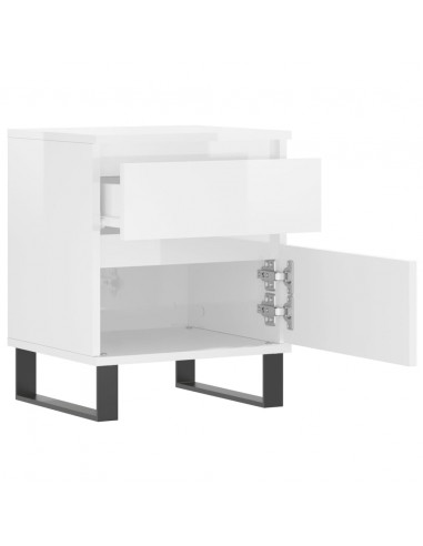 Comodini 2pz Bianco Lucido 40x35x50 cm in Legno Multistrato