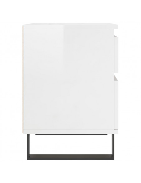 Comodini 2pz Bianco Lucido 40x35x50 cm in Legno Multistrato