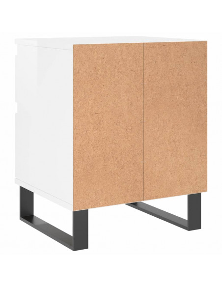 Comodini 2pz Bianco Lucido 40x35x50 cm in Legno Multistrato