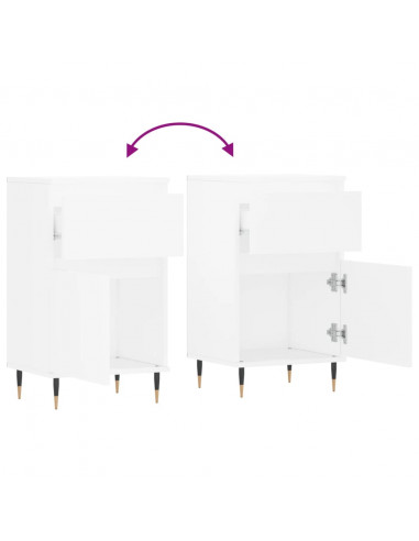 Credenze 2 pz Bianche 40x35x70 cm in Legno Multistrato