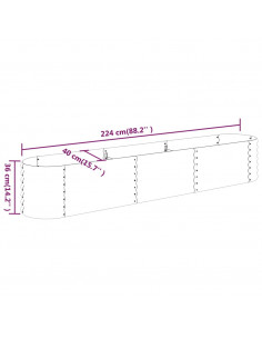 Letto da Giardino in Acciaio a Polvere 224x40x36 cm Antracite