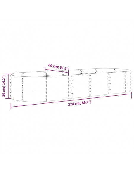 Letto da Giardino in Acciaio a Polvere 224x80x36 cm Antracite