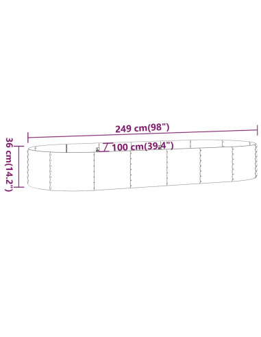 Letto da Giardino in Acciaio a Polvere 249x100x36 cm Antracite