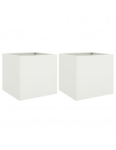 Fioriere 2 pz Bianche 42x40x39 cm in Acciaio Laminato a Freddo 2