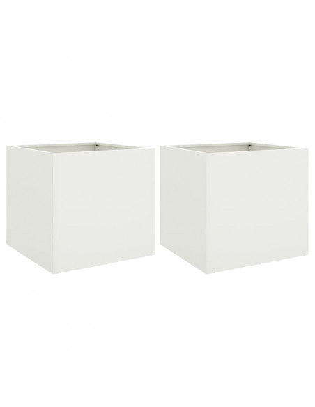 Fioriere 2 pz Bianche 42x40x39 cm in Acciaio Laminato a Freddo